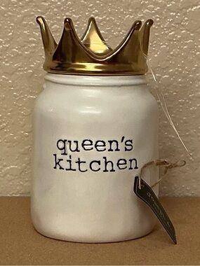 Queen's Kitchen Ceramic Canister with Gold Crown Lid